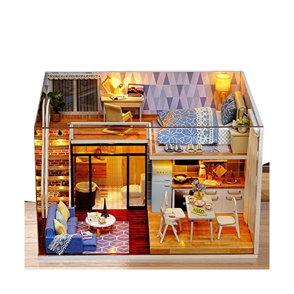 2 Pcs Kit de Maison de poupée Miniature Bricolage,Kit Miniature de Maison de poupée | Tiny House Kits DIY Craft Gifts pour Ad