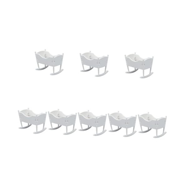 ibasenice 8 Pièces Mini Berceau Poupées Miniatures Jouets pour Bébés Jouets en Bois pour Bébé Berceau De Poupée Lits Et Berce