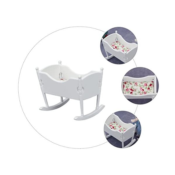 ibasenice 8 Pièces Mini Berceau Poupées Miniatures Jouets pour Bébés Jouets en Bois pour Bébé Berceau De Poupée Lits Et Berce