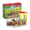 Schleich 42609 Box Avec Poney Icelandais - Extension Ferme Educative, dès 3 Ans, Farm World - Coffret, 4 Pièces