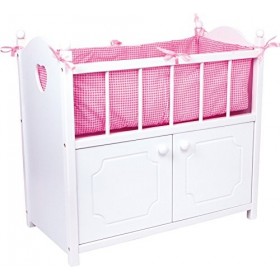 Small Foot 2875 armoire poupée en bois blanc avec tour de lit rose, à partir de 3 ans, NS