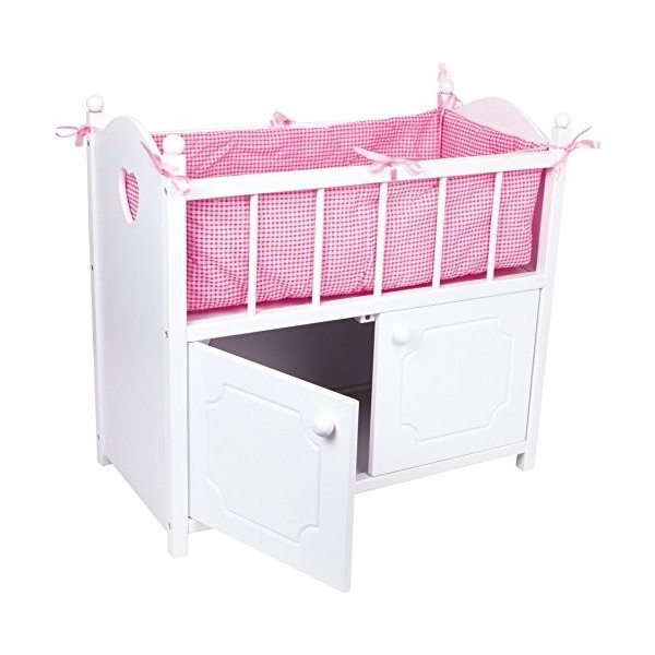 Small Foot 2875 armoire poupée en bois blanc avec tour de lit rose, à partir de 3 ans, NS