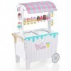 COSTWAY Chariot à Crème Glacée en Bois Enfants avec Auvent Unique, Jouet Chariot à Glaces avec 12 Accessoires, Motif Mignon, 