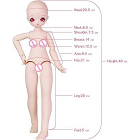 BJD Accessoires de poupée 1/4 - Poupée nude de 40,6 cm - Tête de poupée articulée - Collection Kawaii - Jouet pour filles po