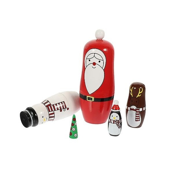 ERINGOGO 5 Ensembles De Poupée De Noël Poupées Empilables De Noël Poupées Gigognes Matriochka Poupées Russes pour Enfants Pou