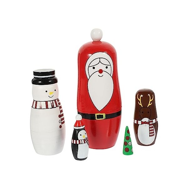 ERINGOGO 5 Ensembles De Poupée De Noël Poupées Empilables De Noël Poupées Gigognes Matriochka Poupées Russes pour Enfants Pou