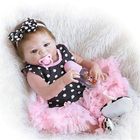SHHYD 48Cm Silicone Vinyle Réel Doux Au Toucher Reborn Poupée en Gros Réaliste Reborn Bébé Yeux Bleus Poupée Enfants Cadeau D