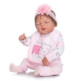 SHHYD 48CM Bébé Réaliste Reborn Premie Bébé Poupée Main Peinture Détaillée Rose Look Corps Entier Silicone Anatomiquement Cor