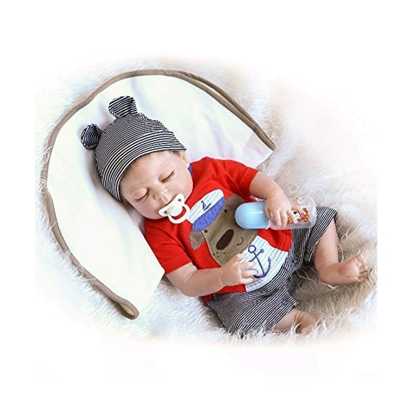 SHHYD 56 CM Grande Taille Reborn Bébé Garçon Bebe Poupée Reborn Plein Silicone Corps Meilleurs Enfants Dormir Garçon Cadeau J