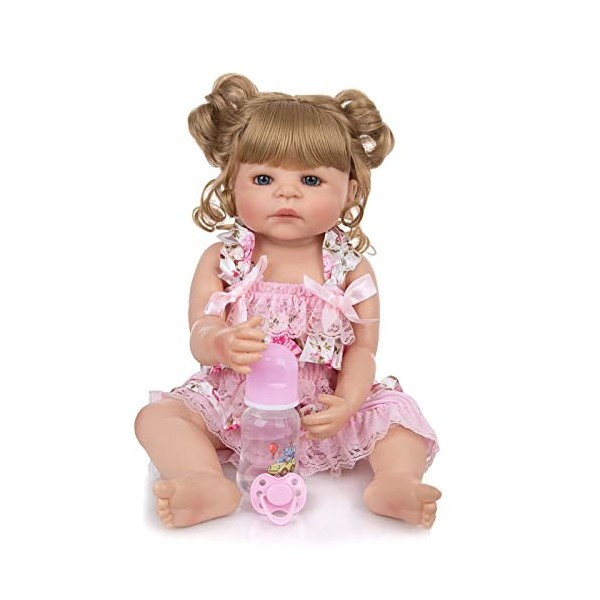 leybold 22 Pouces Reborn Baby Dolls, réalistes poupées Nouveau-nés, poupée en Silicone Artisanale réalisée, Peau Douce de béb