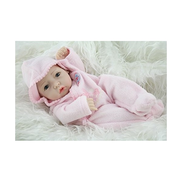 Poupée Bébé Reborn en Silicone Dur, 11 Pouces, 28Cm, Jouet Imperméable, Vêtements À Capuche, Rose, Fille