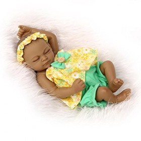 Style Indien Peau Noire Simulation Dure Vinyle Silicone 10 Pouces 26 Cm Jouet Étanche Fille Jaune Reborn Bébé Poupée De Bain 