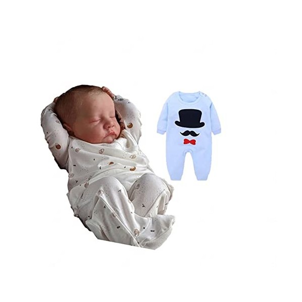 MOUSKE Bebe Reborn Silicone Plein Corps | 19 Yeux Fermés Poupee Reborn Corps en Vinyle Souple, BéBé Reborn avec Kit daliment