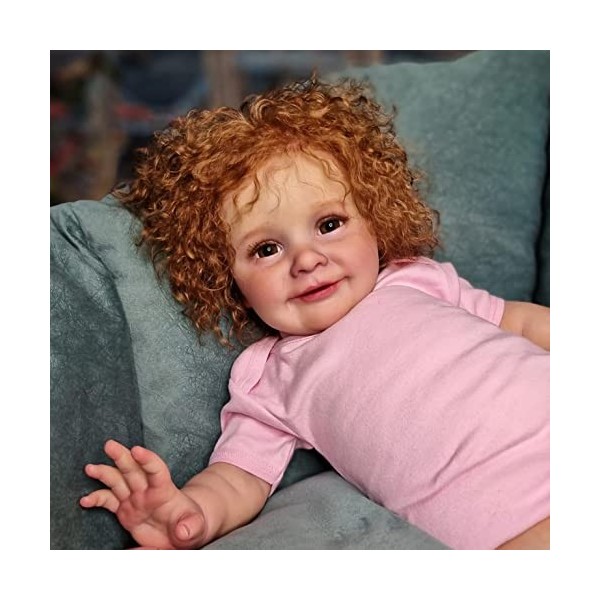 Zero Pam Poupée Reborn Réaliste 24 Pouces Poupées Nouveau-nés Fille Yeux Bleus Bebe Reborn Poupées en Silicone avec Cheveux R
