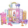 Barbie Mobilier Château Dreamtopia Arc-en-Ciel, Maison à Emporter avec 4 Espaces, avec Poupée, Chien Honey et 15 Accessoires 