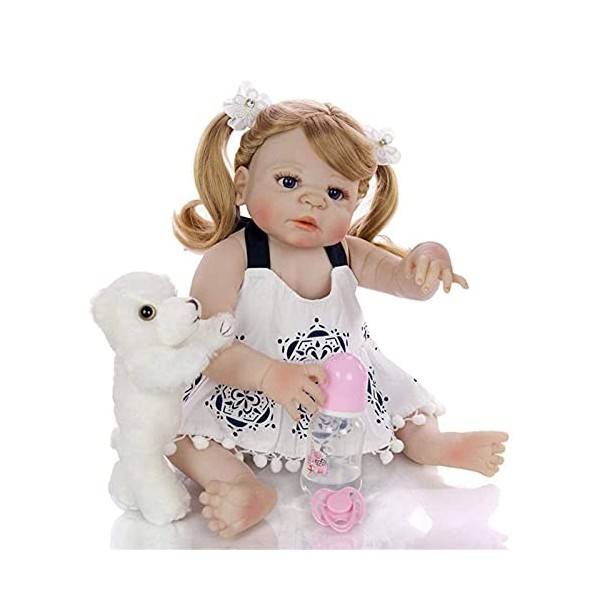 Poupées Bébé Reborn Fille 55 Cm, Poupée Réaliste, Vêtements De Bébé Peuvent Être Enlevés Et Lavés, Cadeau pour Enfants