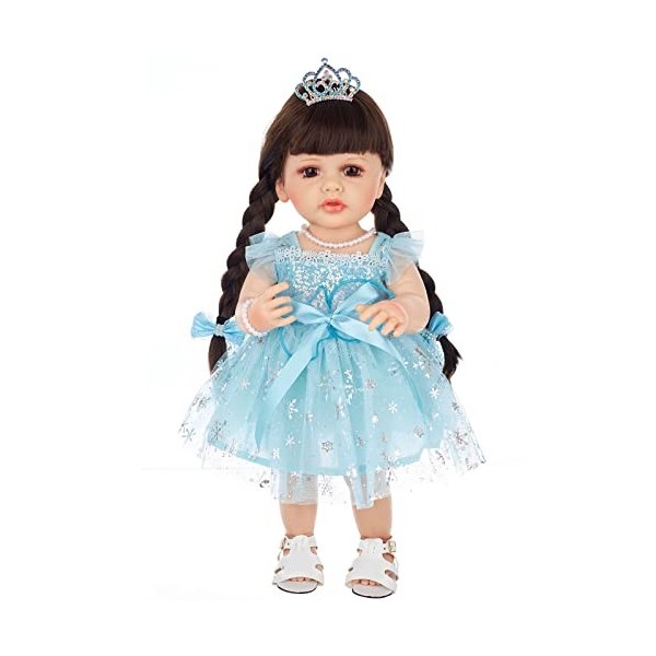 WuLi77 55 Cm Poupée en Silicone Souple Enfant en Bas Âge Fille Poupée 3-D Vie comme Poupée Éducative Princesse Poupées Enfant