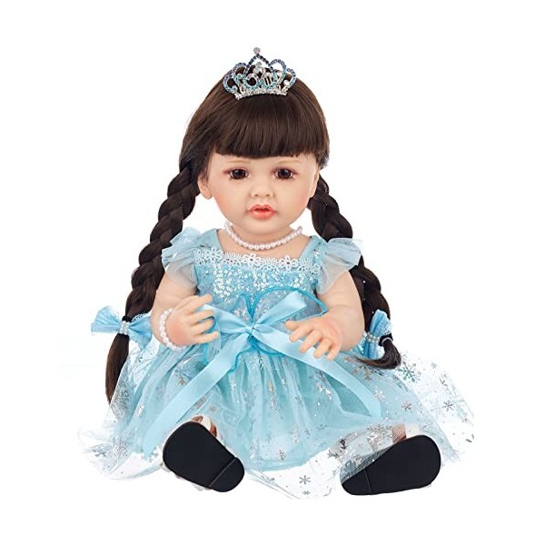 WuLi77 55 Cm Poupée en Silicone Souple Enfant en Bas Âge Fille Poupée 3-D Vie comme Poupée Éducative Princesse Poupées Enfant