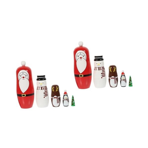 Vaguelly 5 Ensembles De Poupées De Noël Empilables Poupées Gigognes Pingouin Poupées Gigognes pour Adultes Poupées Babouchka 