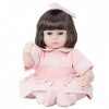 JYCCH 17 Pouces Rebirth Toddler Doll Silicone Tissu Corps Apparence Réel Nouveau-Né Bébé Fille Robe Rose Yeux Bleus Rebirth P