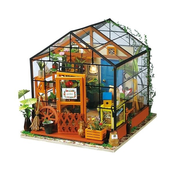ibasenice 1Pc Puzzles en Bois Puzzles en Bois Fleur Maison De Poupée Puzzle Mini Fleur Maison Kit De Construction Miniature B