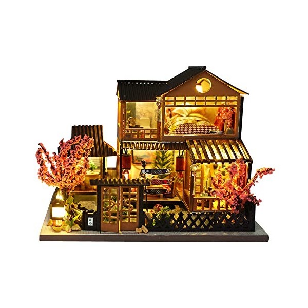 Fsolis Kit maison de poupée miniature à faire soi-même avec meubles, maison miniature en bois 3D, kit de maison de poupée min