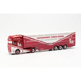Herpa Modèle réduit de Camion DAF XF SSC Semi-remorque de Transport de bétail Thomas Werner, à léchelle 1:87, modèle réduit 