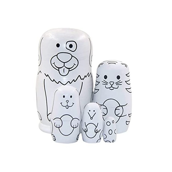 VONGAZ Poupée Russe Poupées Gigogne Poupee Russes Poupées Gigognes Russes en Forme De Chien en Bois Matryoshka Set 5 Pièces p