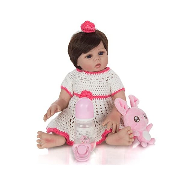 48 cm / 19 Pouces de bébé renaissantes, poupée de Fille Reborn pondérée, poupée de Silicone Artisanale réelle, Peau Douce réa