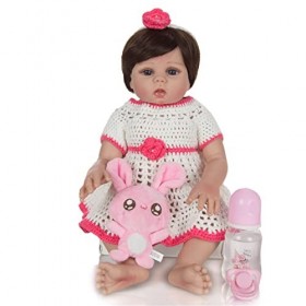 48 cm / 19 Pouces de bébé renaissantes, poupée de Fille Reborn pondérée, poupée de Silicone Artisanale réelle, Peau Douce réa