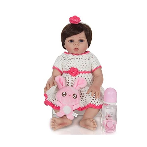 48 cm / 19 Pouces de bébé renaissantes, poupée de Fille Reborn pondérée, poupée de Silicone Artisanale réelle, Peau Douce réa