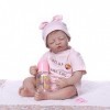 MaMaDolls Reborn Poupée bébé endormi en vinyle de silicone souple réaliste pesant 55,9 cm avec tenue rose