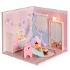 Kit de Maison de poupée Bricolage avec Meubles, modèle de Construction de Maison de poupée en Bois avec lumières LED Kit Mini