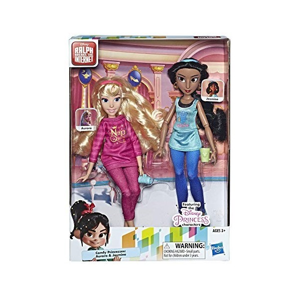 Disney Princess Ralph Breaks The Internet Movie Dolls, Jasmine & Aurora Dolls with Comfy Clothes & Accessories