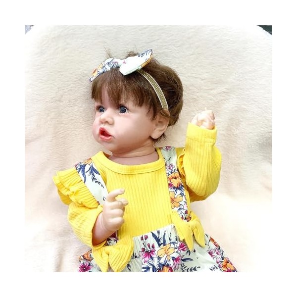 FARMAHAR Reborn Bebe, 18 Pouces Travail Manuel Poupee Realiste Silicone, Grand Coffret Cadeau pour Les Filles De 3 Ans Et Plu