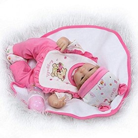 Poupée Bébé Reborn en Silicone Et Vinyle, Simulation Douce, 40Cm, Bouche Magnétique, Jouet Réaliste, Garçon Et Fille, Yeux Ou