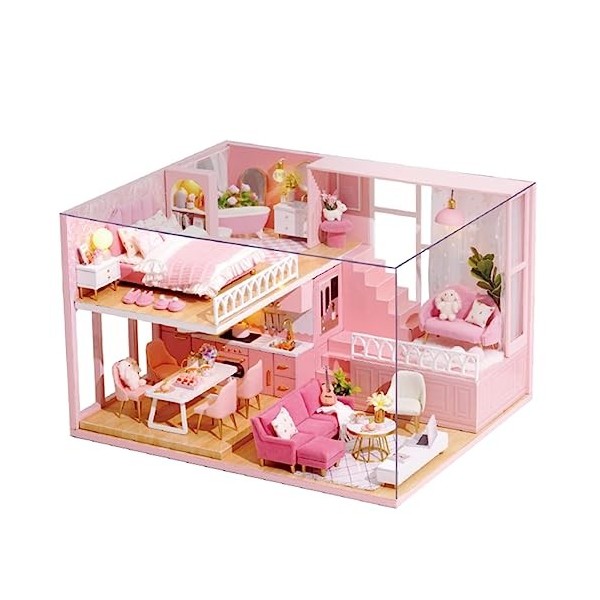 DIKACA 1Pc Bricolage en Bois Maison De Poupée Accessoires Bricolage Mini Maison De Poupée Bricolage Mini Maison Kit Bricolage