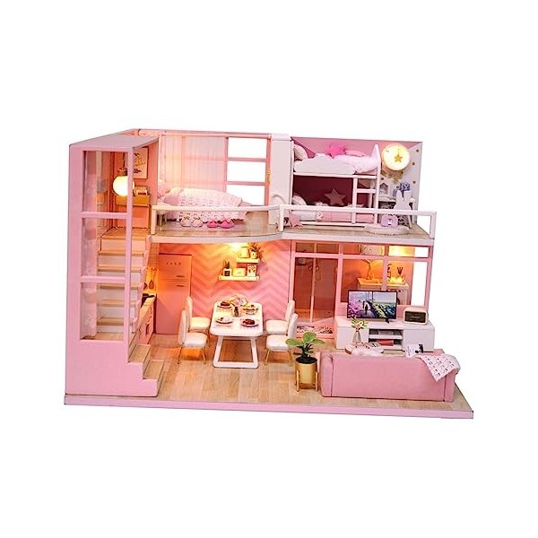 DIKACA 1Pc Bricolage en Bois Maison De Poupée Accessoires Bricolage Mini Maison De Poupée Bricolage Mini Maison Kit Bricolage