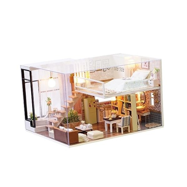 DIKACA 1Pc Bricolage en Bois Maison De Poupée Accessoires Bricolage Mini Maison De Poupée Bricolage Mini Maison Kit Bricolage