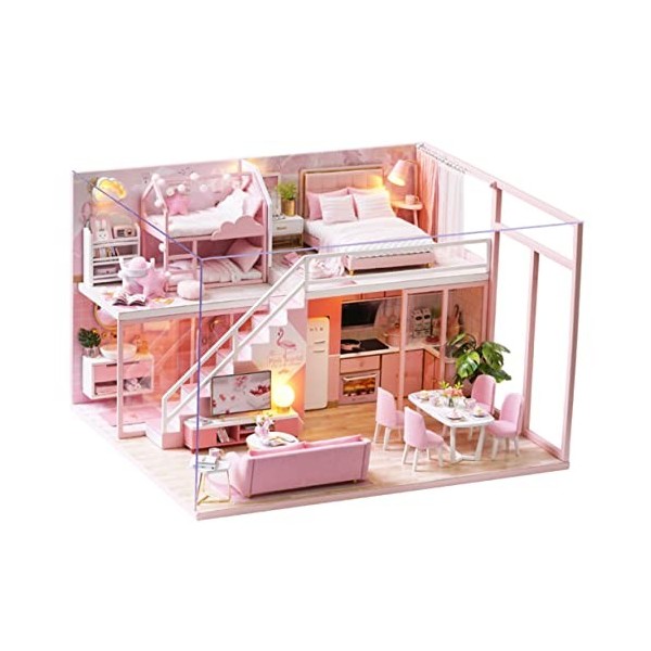 DIKACA 1Pc Bricolage en Bois Maison De Poupée Accessoires Bricolage Mini Maison De Poupée Bricolage Mini Maison Kit Bricolage