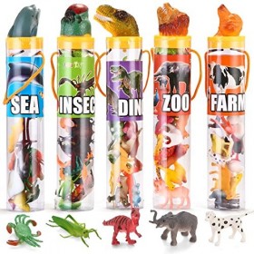 JOYIN 69Pcs Monde Naturel Animal Dinosaure Insecte Animal Marin de Ferme Animaux Figure en Stock Stuffer Mini en Vinyle Assor