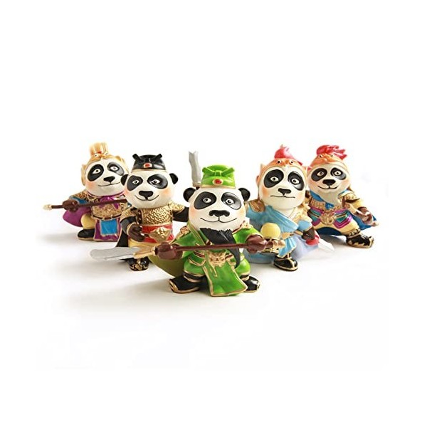 DHHHC 5Pcs Sculpture De Style Chinois Ancien Panda Soldat Figures Poupées Peintes À La Main, Anniversaire Saint Valentin Carn