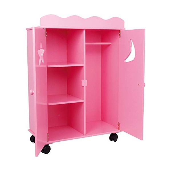 Small Foot-2880 Armoire Bois, sur roulettes, à partir de 3 Ans Meubles de poupées, 2880