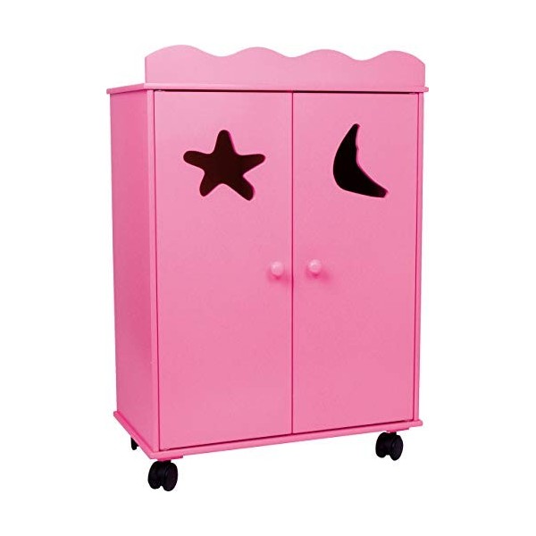 Small Foot-2880 Armoire Bois, sur roulettes, à partir de 3 Ans Meubles de poupées, 2880