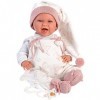 Llorens 1074006 Poupée bébé avec Yeux Bleus et Corps Souple avec Tenue Rose avec Bonnet à Pointe, tétine, Attache-tétine et B