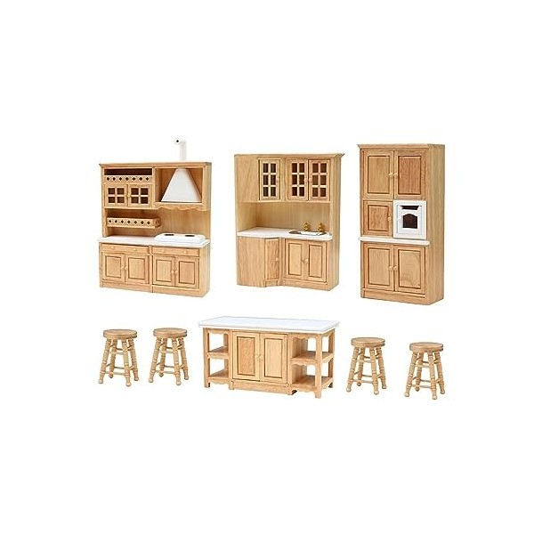 Folpus Kits de Meubles de Cuisine pour Maison de Poupée, échelle 1:12, Meubles Miniatures, Armoires Miniatures, Tabourets de 