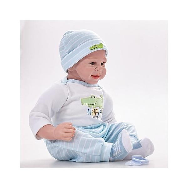 Poupée bébé garçon, 55 cm réaliste en silicone souple réaliste, faite à la main, poupée nouveau-né, tétine aimantée, cadeaux 