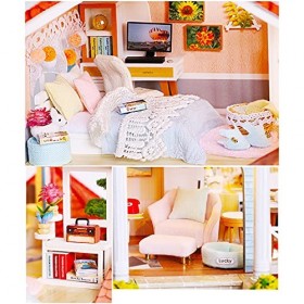 YIHANGG Bricolage Maison Miniature en Bois Poupée Anniversaire Cadeau De Noël Assemblage Chalet Puzzle Jouets pour Enfants av