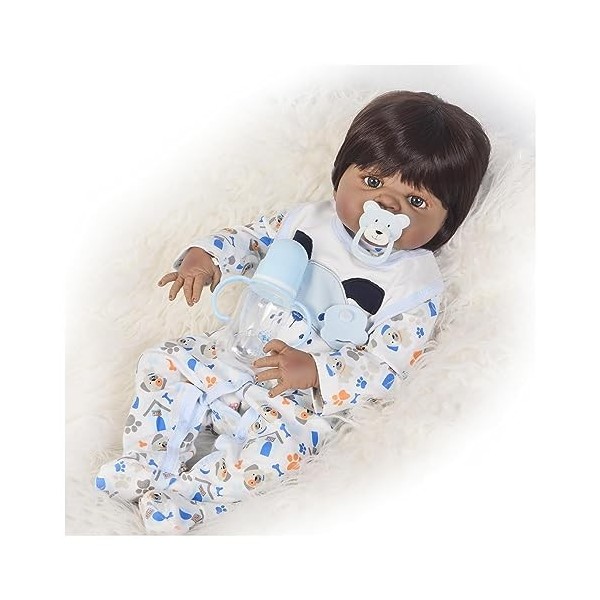 Reborn Poupée en vinyle imperméable pour bébé garçon pas cher 55,9 cm, poupée nouveau-né qui ressemble à une vraie fille, con