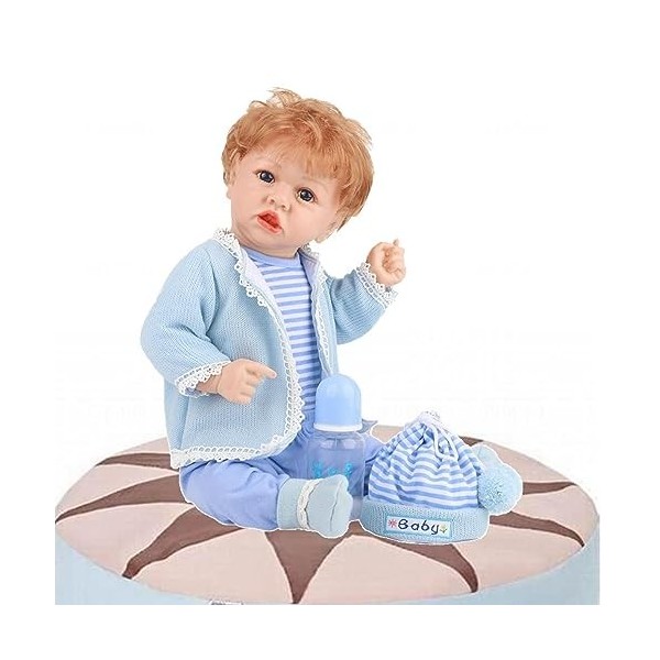 I-Girl Poupée Reborn réaliste en vinyle souple en silicone souple avec cheveux dessinés à la main Noir 55 cm